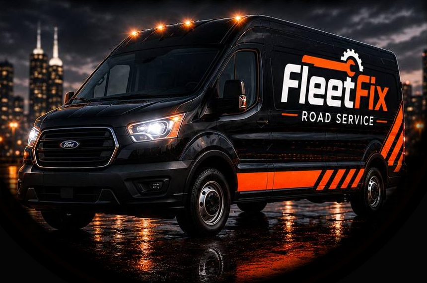 FleetFix service van ready to roll at night