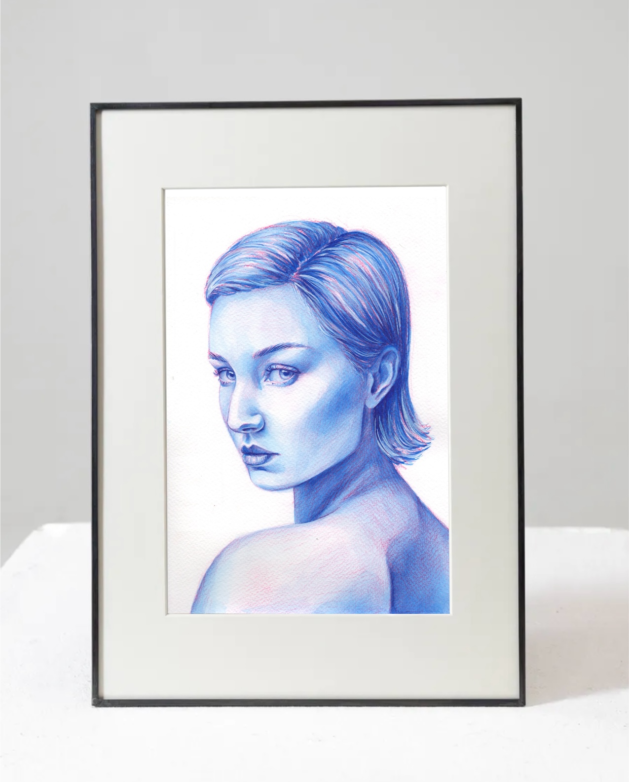 BLUE GIRL female woman portrait by artist VELLY vellyart artvelly purchase painting купить картину, акварельный портрет девушки женщины Вэлли художник vellyart.com