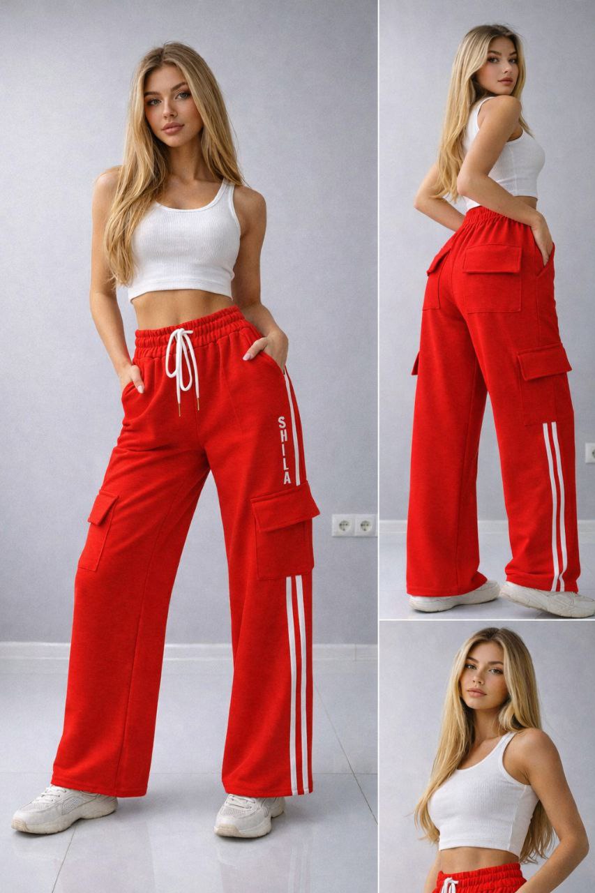 Жіночі червоні штани карго з лампасами SHiLA