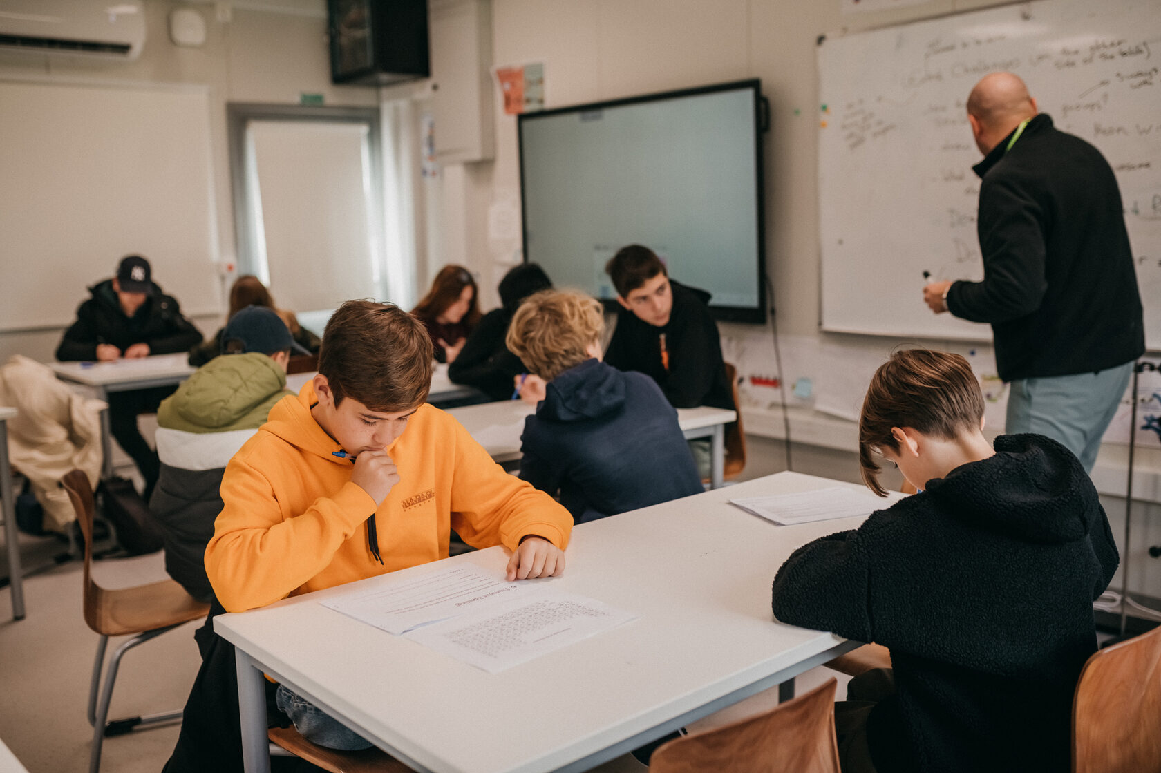 Children learning coding and technology at school