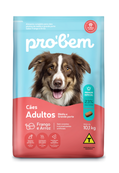 mockup de saco de ração probem para cães adultos