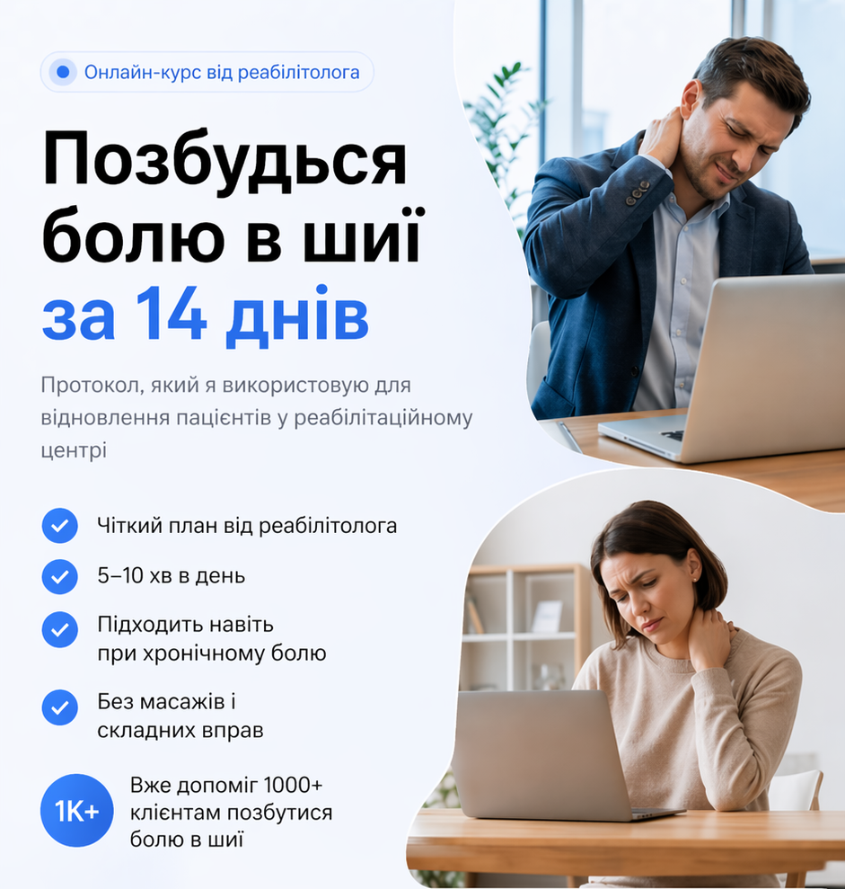 Позбудься болю в шиї за 14 днів — онлайн-курс від реабілітолога