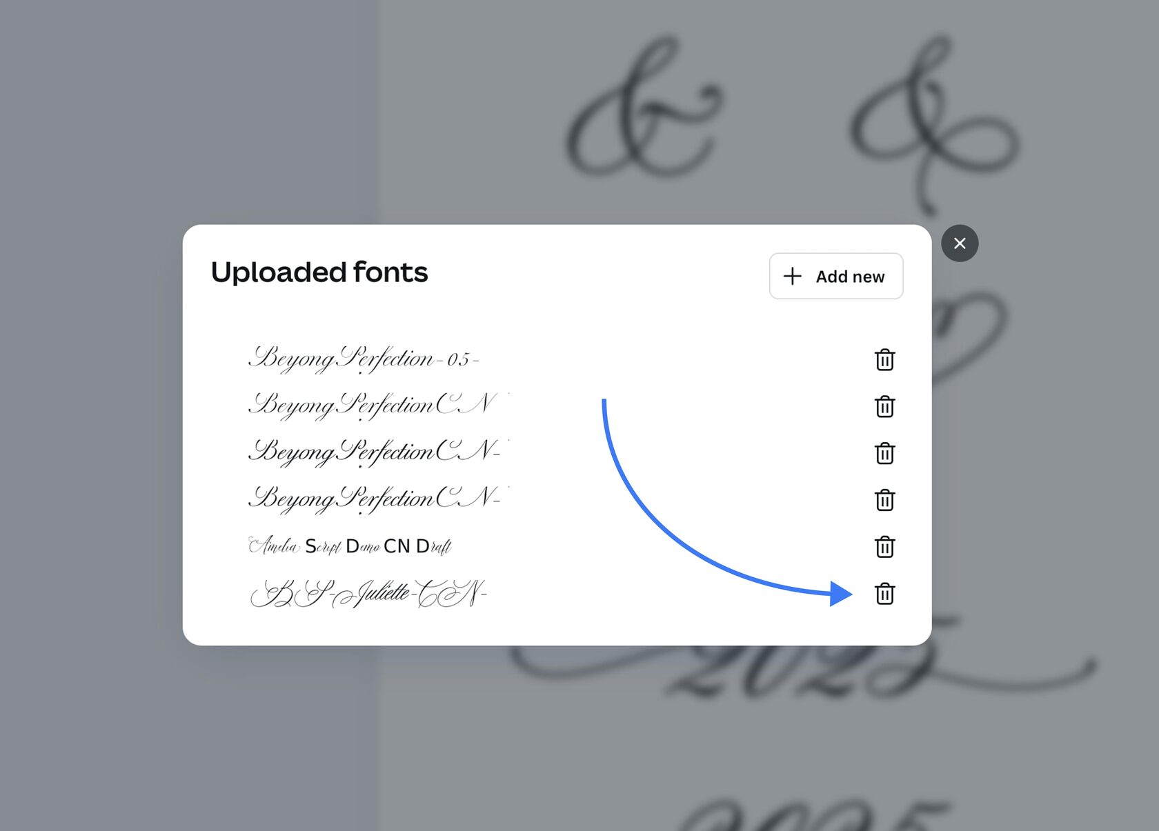 How to delete fonts on Canva app, Uploaded fonts