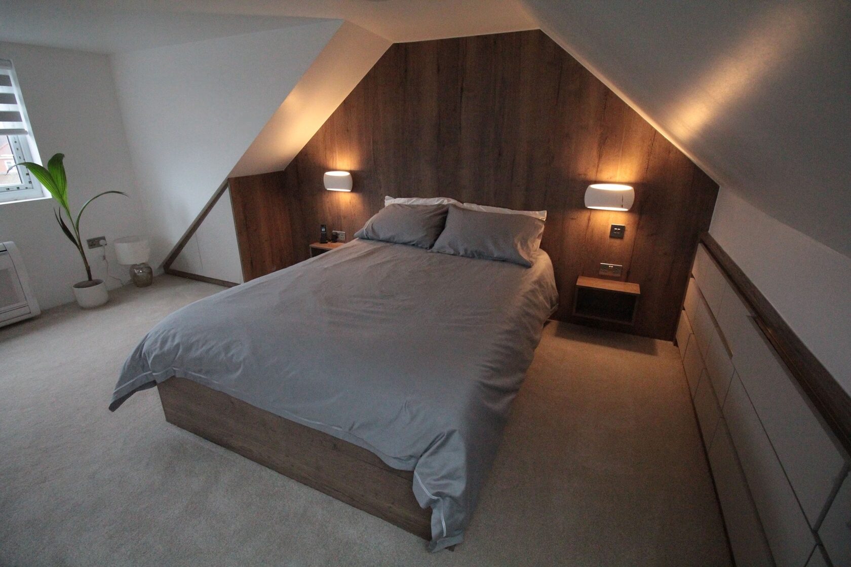 Luxury bespoke bedroom with custom fitted wardrobes