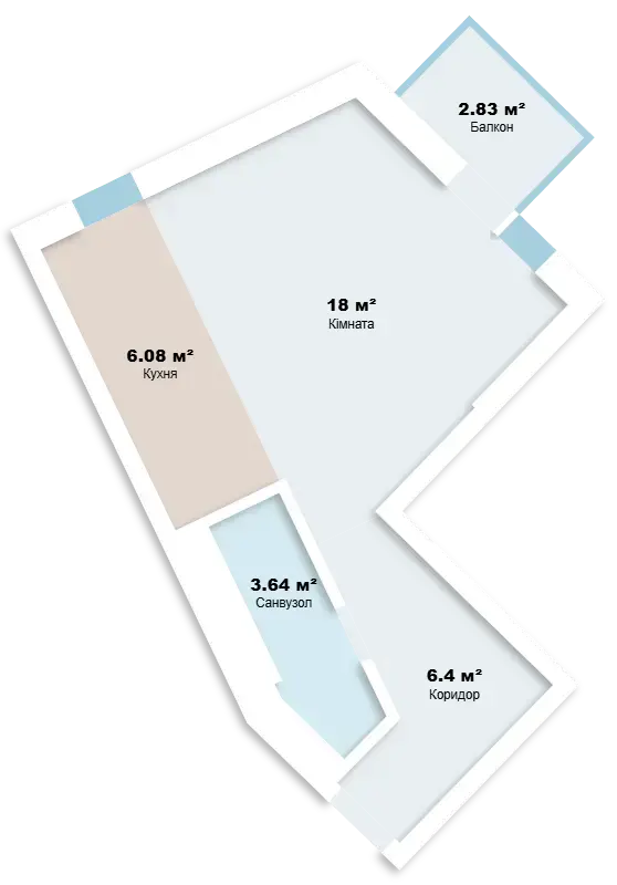 Планировка 1-комнатной квартиры в ЖК ITown — фото 2