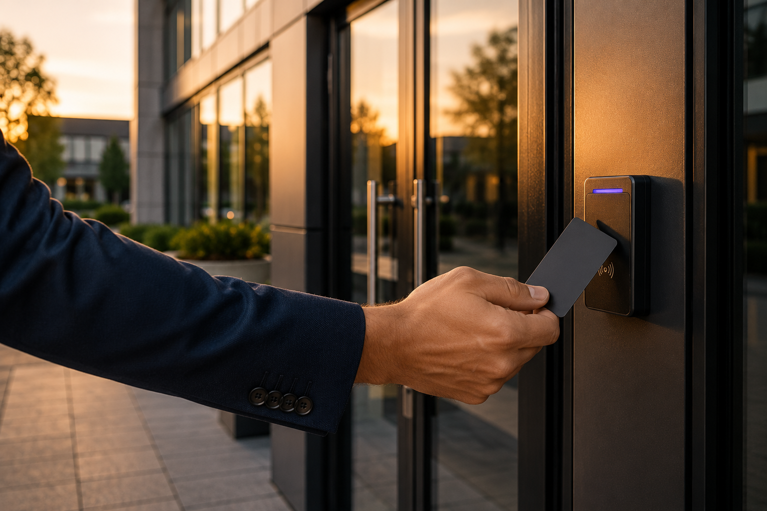 Hand presenting fob to access control reader
