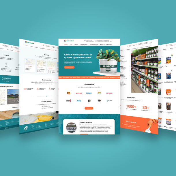 "Chameleon"- a professional paint shop website and logo designed by Yugen Branding