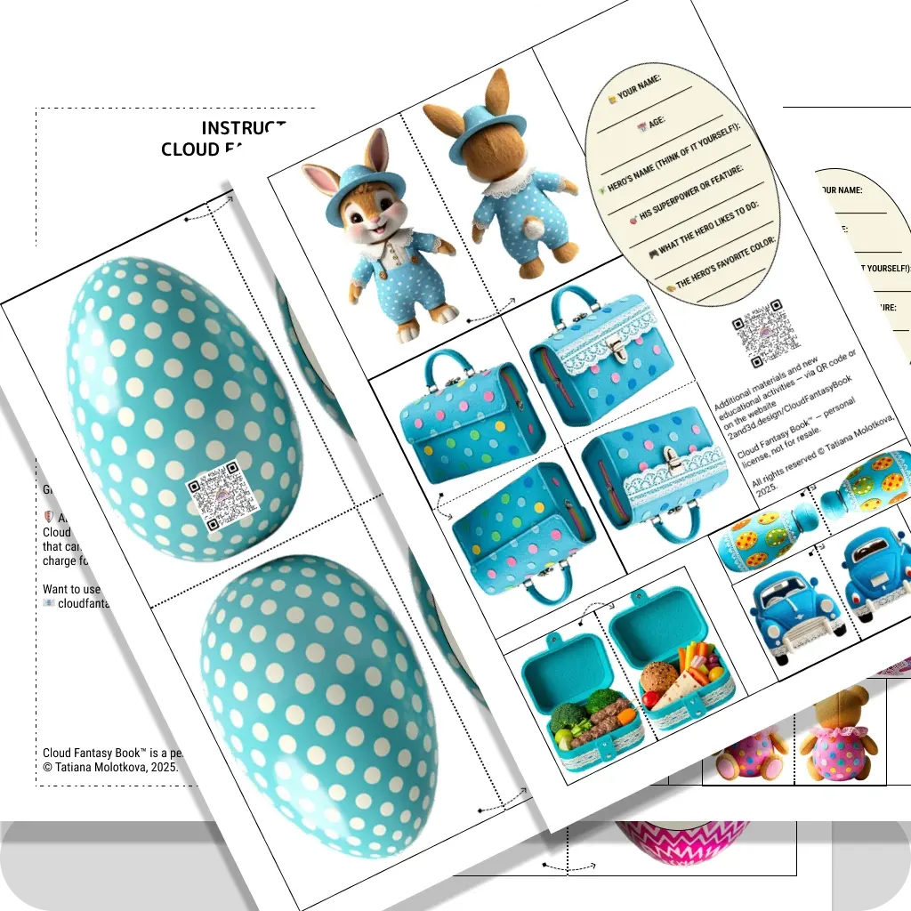 Character Bunny and his things with a questionnaire