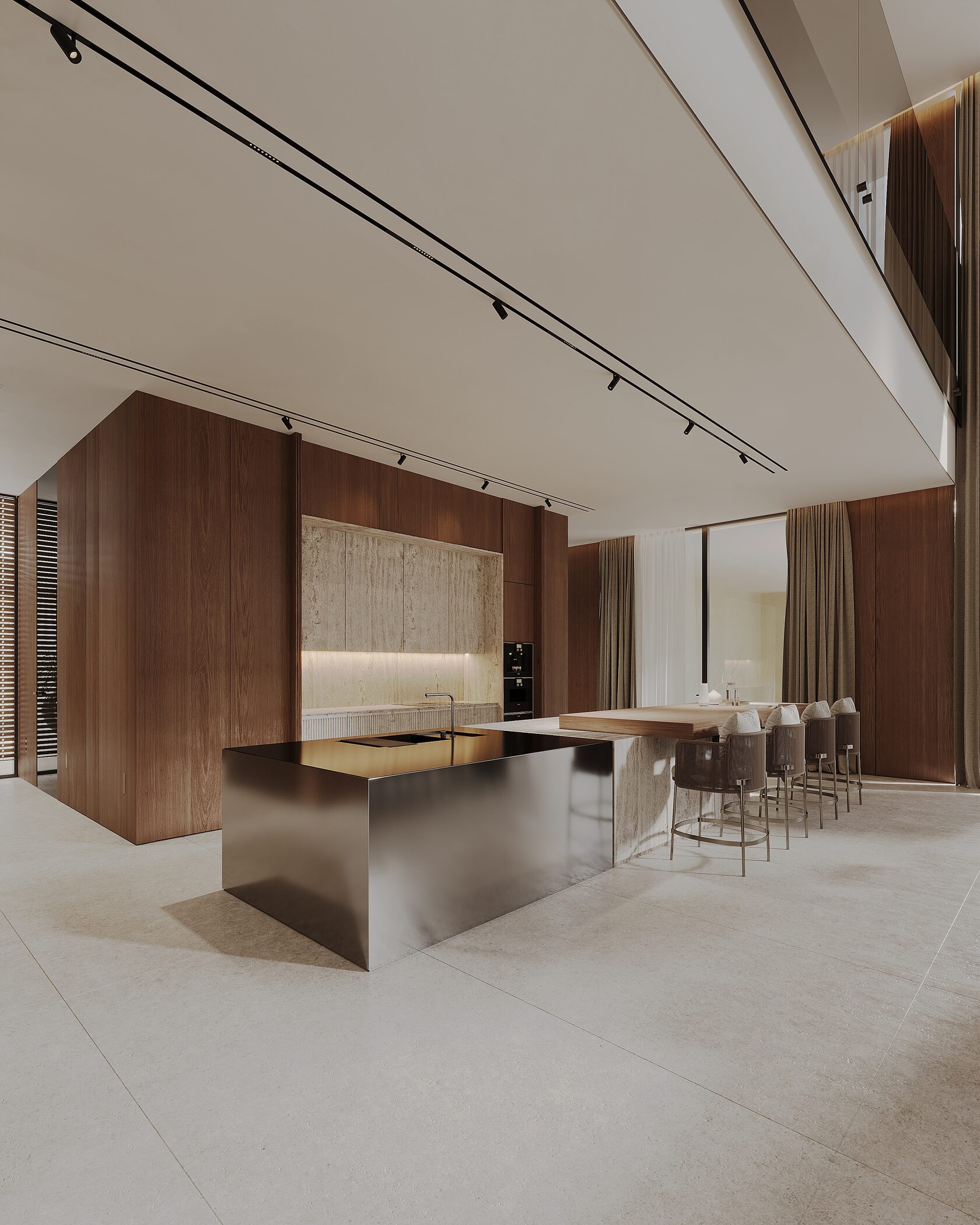 The interior of this three-story villa in Limassol — including a basement level with a wine room and home cinema — blends simplicity, scale, and refinement