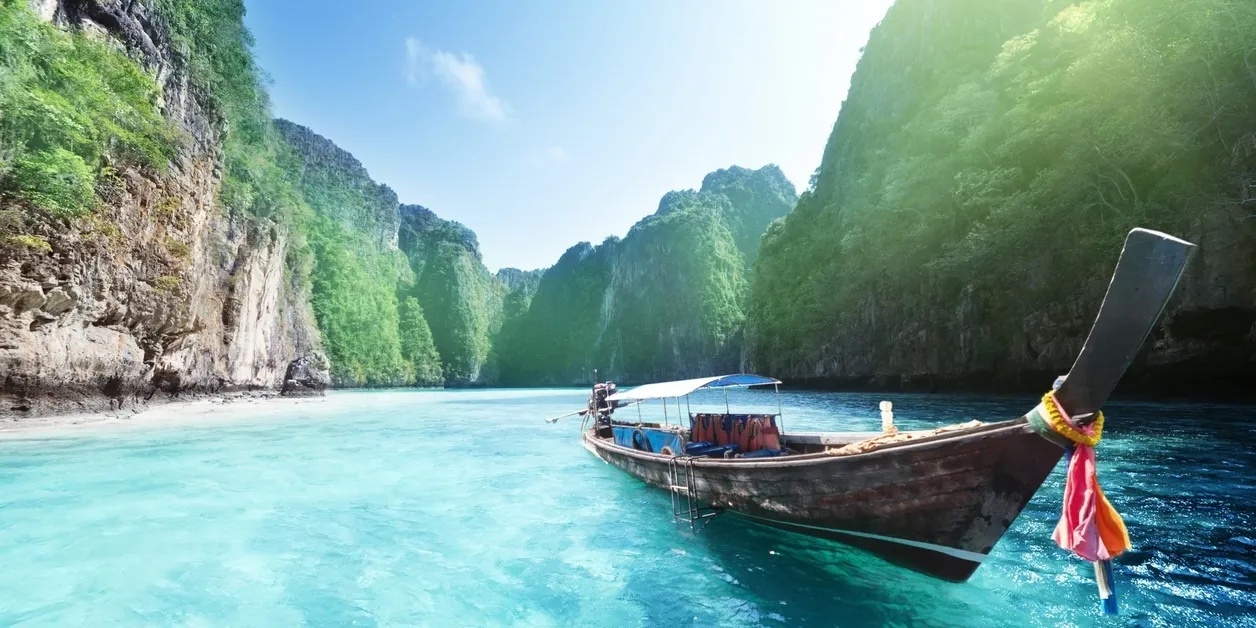 Sea and lush green in secluded bay of Koh Phangan island