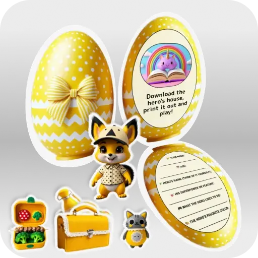 Character Squirrel lightning and his things with a questionnaire Yellow