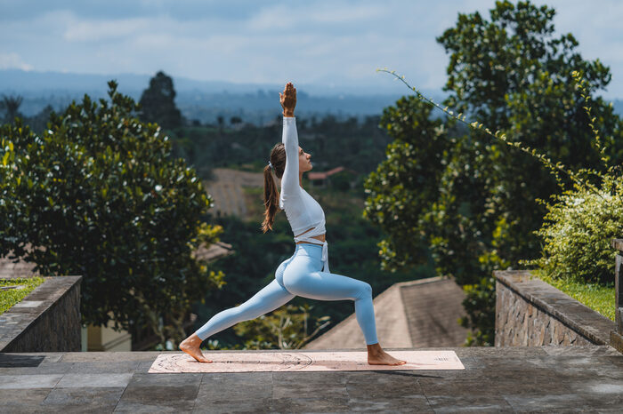 Yoga practice at retreat