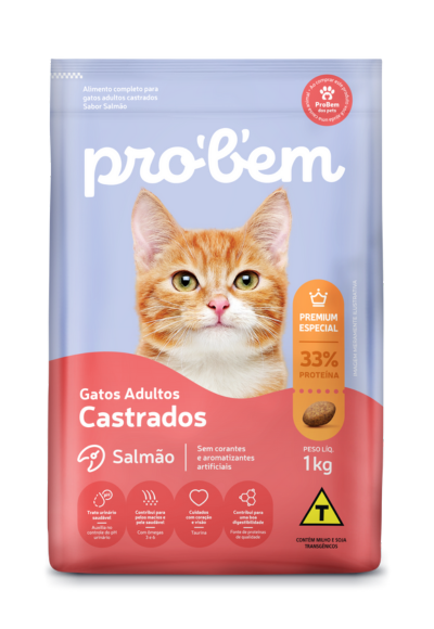 mockup de saco de ração probem para gatos castrados adultos
